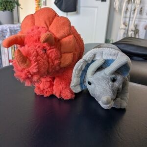 Plush Dinosaur Toy Set - Red and Gray